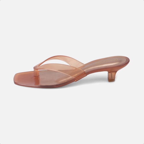 Tamanco Feminino Jelly Salto Baixo Bico Quadrado Caramelo Domidona