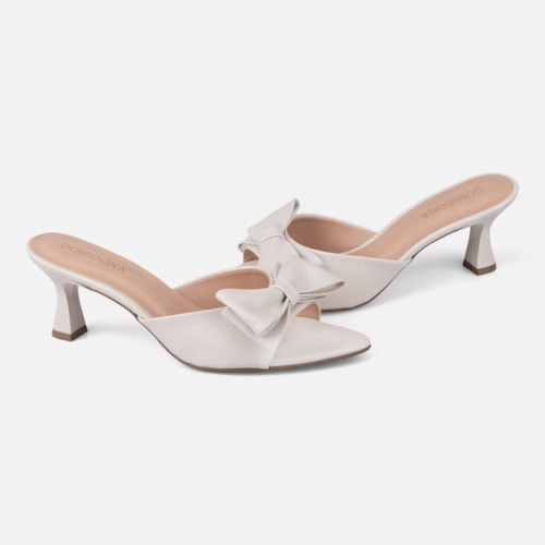 Tamanco Feminino Off White Domidona Bico Folha Salto Taça Elegante - foto7 de 12