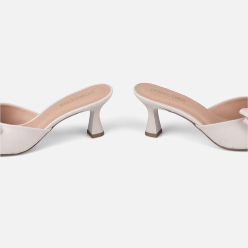 Tamanco Feminino Off White Domidona Bico Folha Salto Taça Elegante