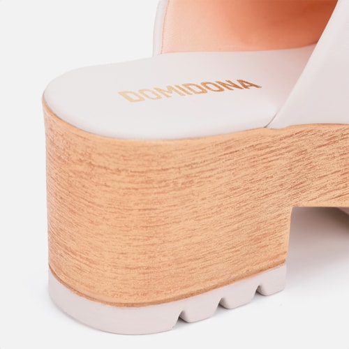 Tamanco Feminino Plataforma Tratorado Clog Madeira Confort Domidona Off White