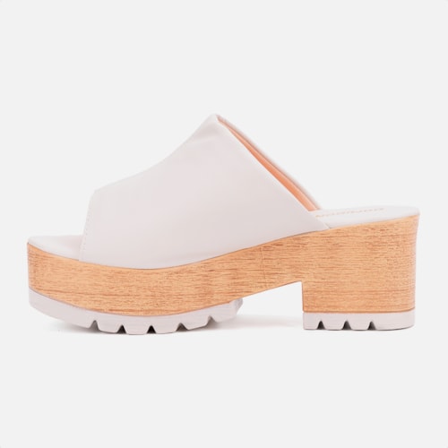 Tamanco Feminino Plataforma Tratorado Clog Madeira Confort Domidona Off White