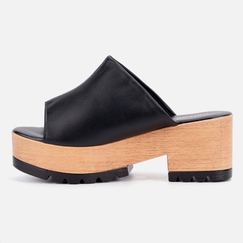 Tamanco Feminino Plataforma Tratorado Clog Madeira Confort Domidona Preto