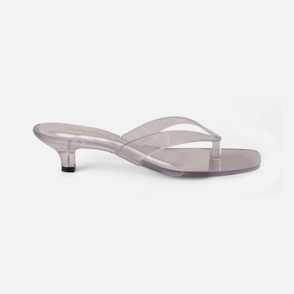 Tamanco Jelly Transparente Feminino Salto Taça Baixo de Dedo Branco Domidona
