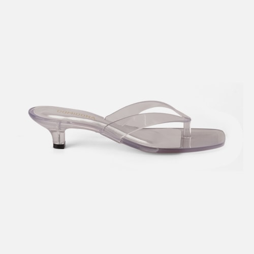 Tamanco Jelly Transparente Feminino Salto Taça Baixo de Dedo Branco Domidona