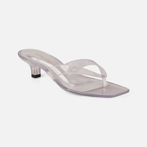 Tamanco Jelly Transparente Feminino Salto Taça Baixo de Dedo Branco Domidona