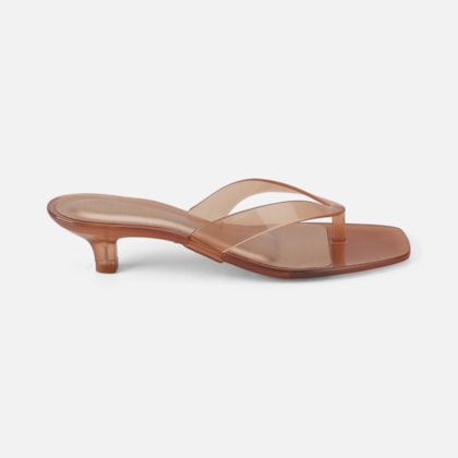 Tamanco Jelly Transparente Feminino Salto Taça Baixo de Dedo Caramelo Domidona