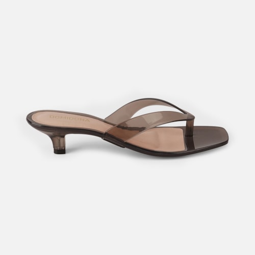 Tamanco Jelly Transparente Feminino Salto Taça Baixo de Dedo Preto Domidona