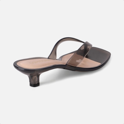 Tamanco Jelly Transparente Feminino Salto Taça Baixo de Dedo Preto Domidona