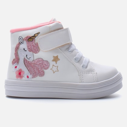 Tênis Bebê Unicórnio Cano Alto Branco