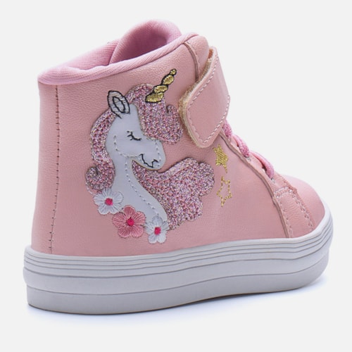 Tênis Bebê Unicórnio Cano Alto Rosa