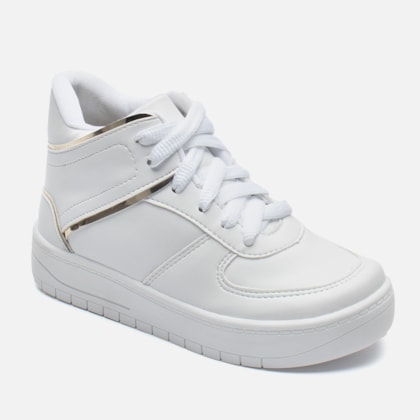 Segunda imagem do produto Tênis Casual Feminino Cano Médio Refletivo Recortes Confortável Branco