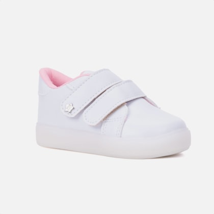 Segunda imagem do produto Tênis De Luzinha Branco Casual Com Velcro Menina Infantil