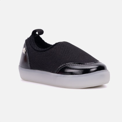 Segunda imagem do produto Tênis De Luzinha Preto Slip On Casual Menina Infantil