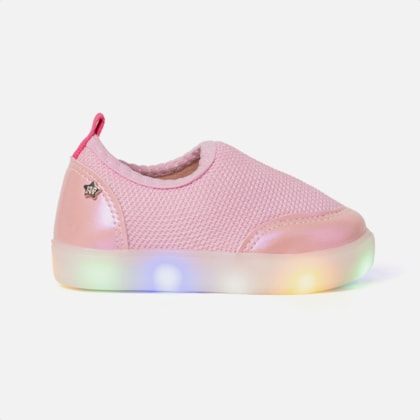 Tênis De Luzinha Rosa Slip On Casual Menina Infantil