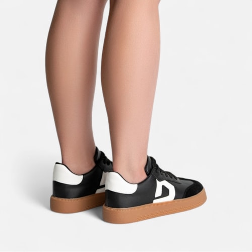 Tênis Domidona Preto Feminino Street Urbano Cano Baixo Sola Alta