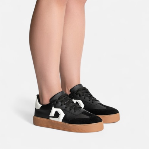 Tênis Domidona Preto Feminino Street Urbano Cano Baixo Sola Alta