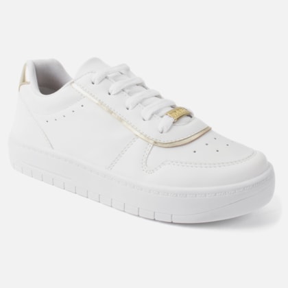 Segunda imagem do produto Tênis Feminino Casual Cano Baixo Leve Confort Com Friso Dourado