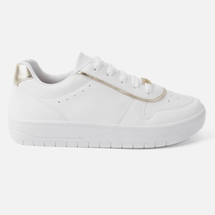 Tênis Feminino Casual Cano Baixo Leve Confort Com Friso Dourado