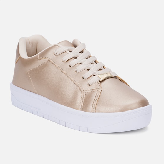 Segunda imagem do produto Tênis Feminino Casual Cano Curto Confortável Estiloso Domidona Dourado