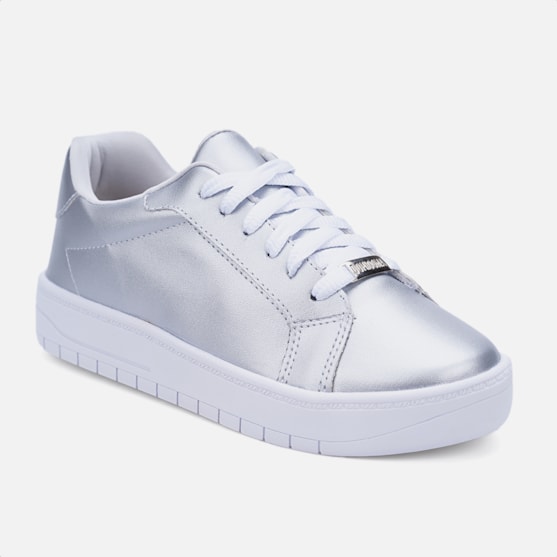 Segunda imagem do produto Tênis Feminino Casual Cano Curto Confortável Estiloso Domidona Prata
