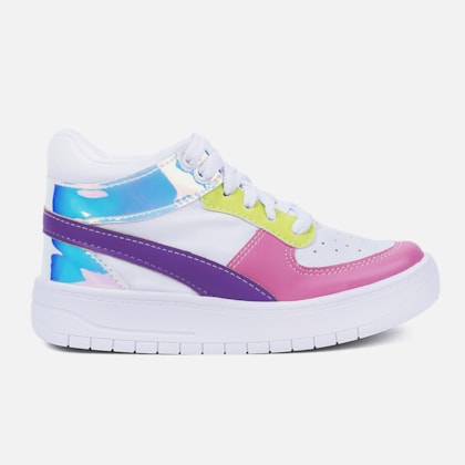 Tênis Feminino Casual Colorido Refletivo Cano Medio Estiloso Colors