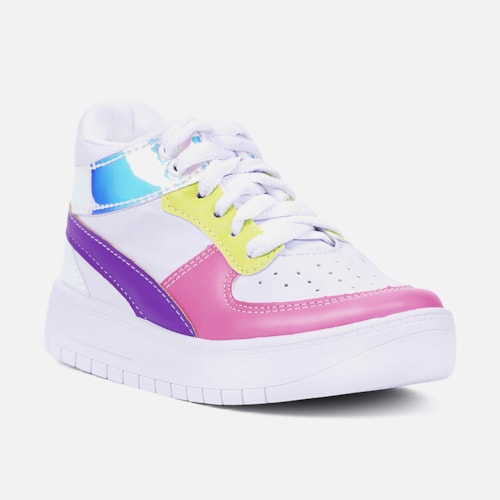 Tênis Feminino Casual Colorido Refletivo Cano Medio Estiloso Colors