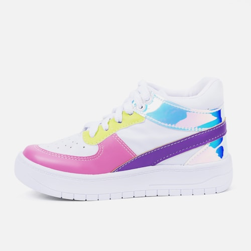 Tênis Feminino Casual Colorido Refletivo Cano Medio Estiloso Colors