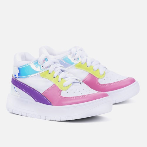 Tênis Feminino Casual Colorido Refletivo Cano Medio Estiloso Colors