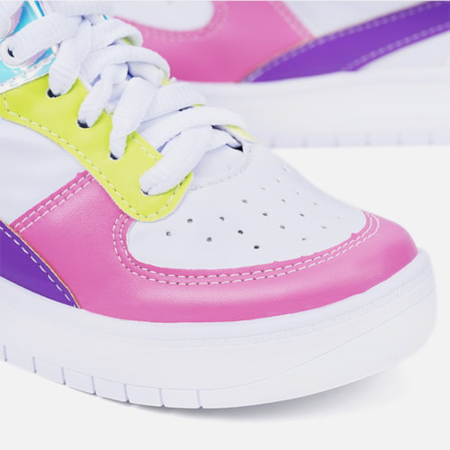Tênis Feminino Casual Colorido Refletivo Cano Medio Estiloso Colors