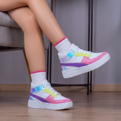 Segunda imagem do produto Tênis Feminino Casual Colorido Refletivo Cano Medio Estiloso Colors