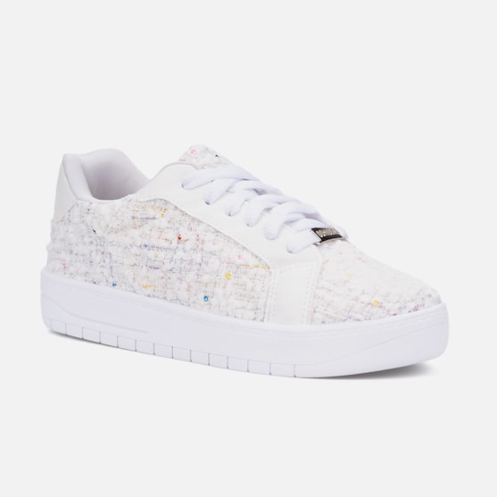 Segunda imagem do produto Tênis Feminino Casual Confortável Cano Baixo Tecido Da Moda Branco