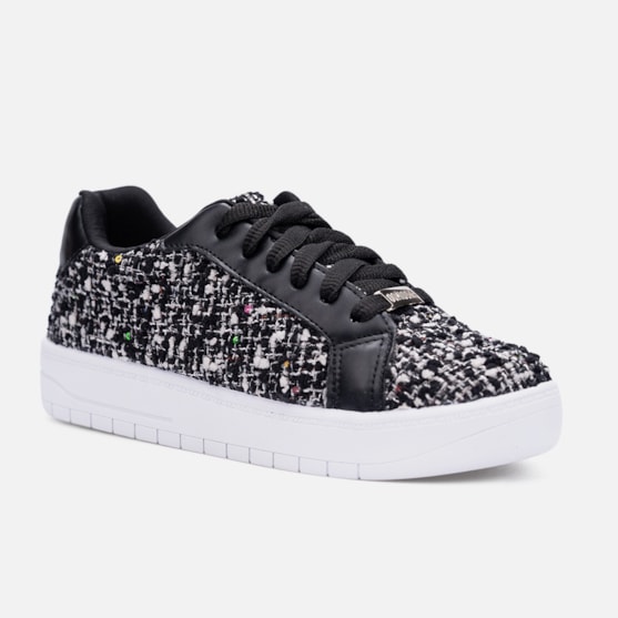 Segunda imagem do produto Tênis Feminino Casual Confortável Cano Baixo Tecido Da Moda Preto