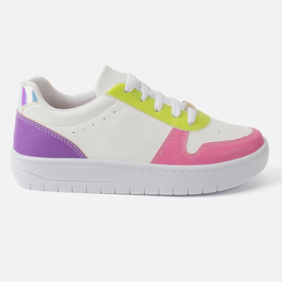 Tênis Feminino Casual De Cano Baixo De Recortes Coloridos Moda Colors