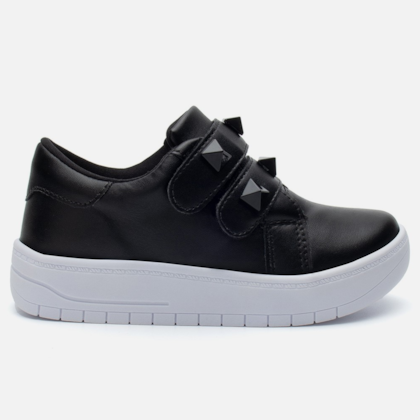 Tênis Feminino Casual Infantil Com Spikes Estiloso Confortável Preto