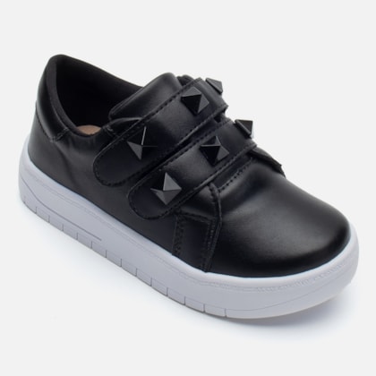 Segunda imagem do produto Tênis Feminino Casual Infantil Com Spikes Estiloso Confortável Preto