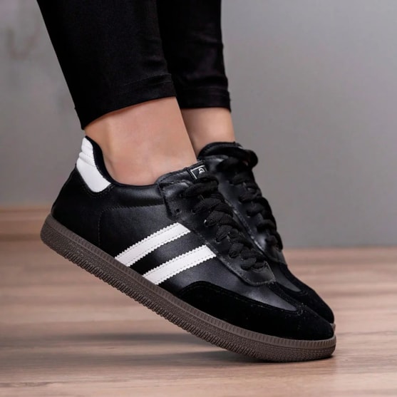 Segunda imagem do produto Tênis Feminino Casual Samba Old Vintage Cano Baixo Confortável Preto