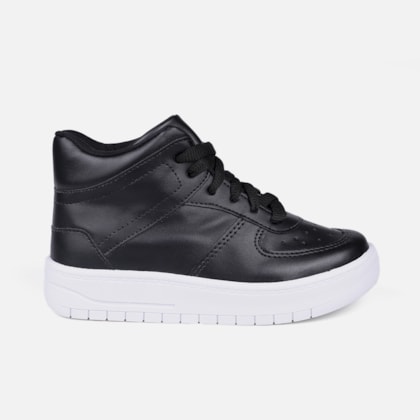 Tênis Feminino Infantil Cano Alto Casual De Recortes Da Moda Preto