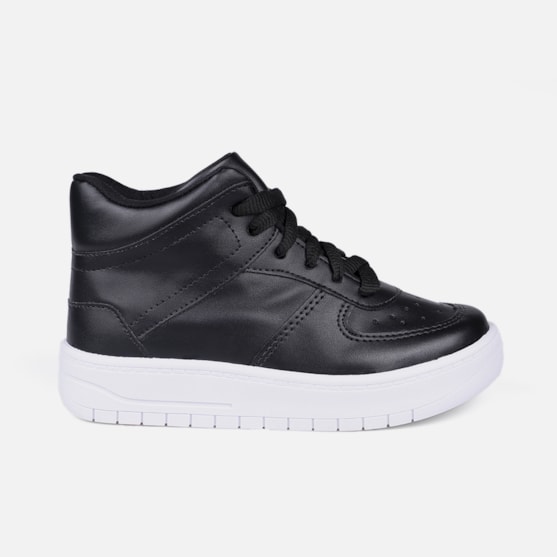 Tênis Feminino Infantil Cano Alto Casual De Recortes Da Moda Preto