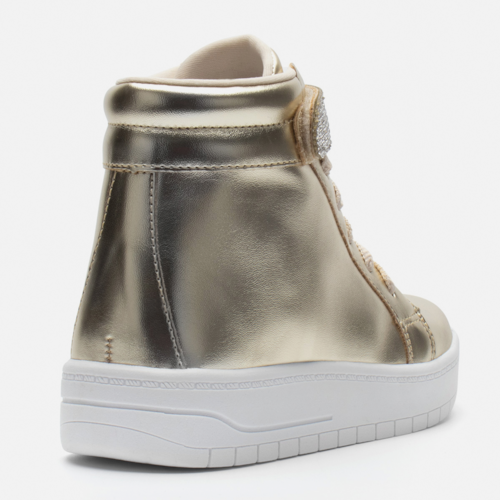 Tênis Feminino Infantil Cano Alto Conforto Casual Tira Strass Dourado