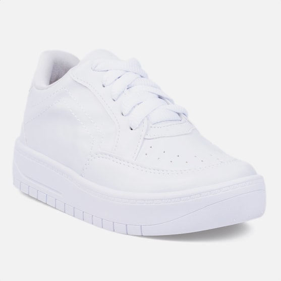 Segunda imagem do produto Tênis Feminino Infantil Casual Cano Baixo Recortes Confortável Branco