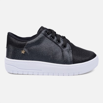 Tênis Feminino Infantil Casual Menina Cano Baixo Glitter Brilho Grafite