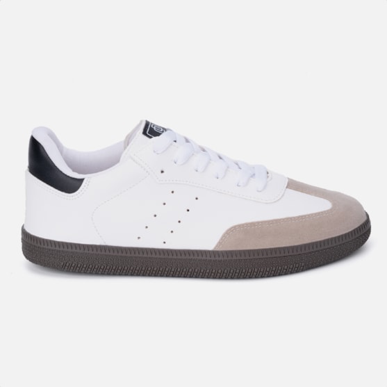 Tênis Feminino Samba Casual Cano Baixo Retro Moda Branco Granito