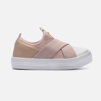 Tênis Feminino Slip On X Com Elástico Calce Fácil Luxo Casual Rosa