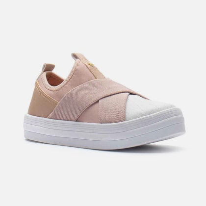 Segunda imagem do produto Tênis Feminino Slip On X Com Elástico Calce Fácil Luxo Casual Rosa