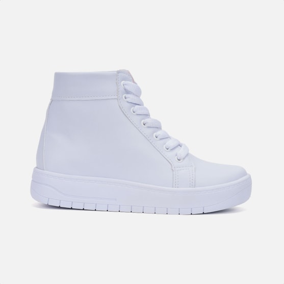 Tênis Infantil Branco Casual Menina Fashion Cano Alto