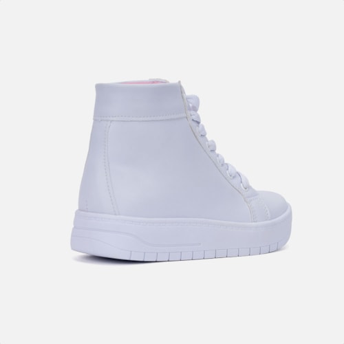 Tênis Infantil Branco Casual Menina Fashion Cano Alto