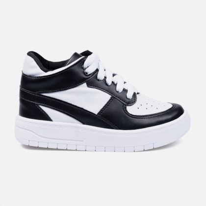 Tênis Infantil Feminino Cano Alto Recortes Com Verniz Brilho Branco