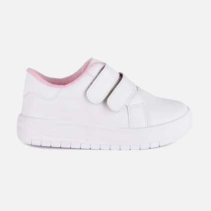 Tênis Infantil Feminino Escolar Menina Fashion Com Tiras Duplas Branco