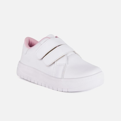 Segunda imagem do produto Tênis Infantil Feminino Escolar Menina Fashion Com Tiras Duplas Branco