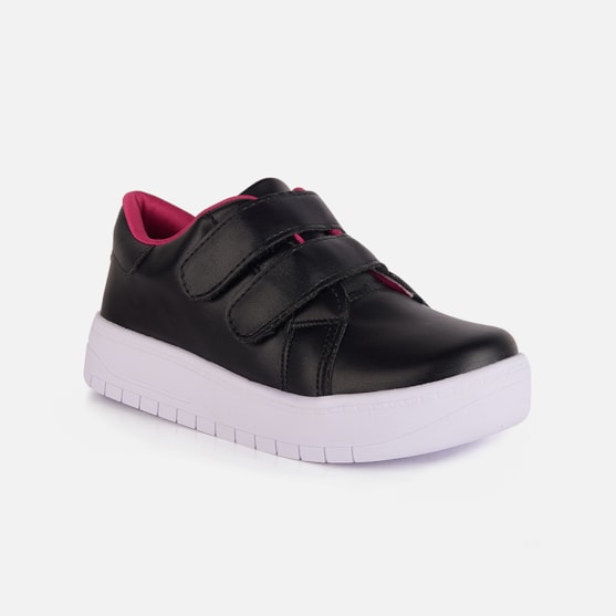 Segunda imagem do produto Tênis Infantil Feminino Escolar Menina Fashion Com Tiras Duplas Preto